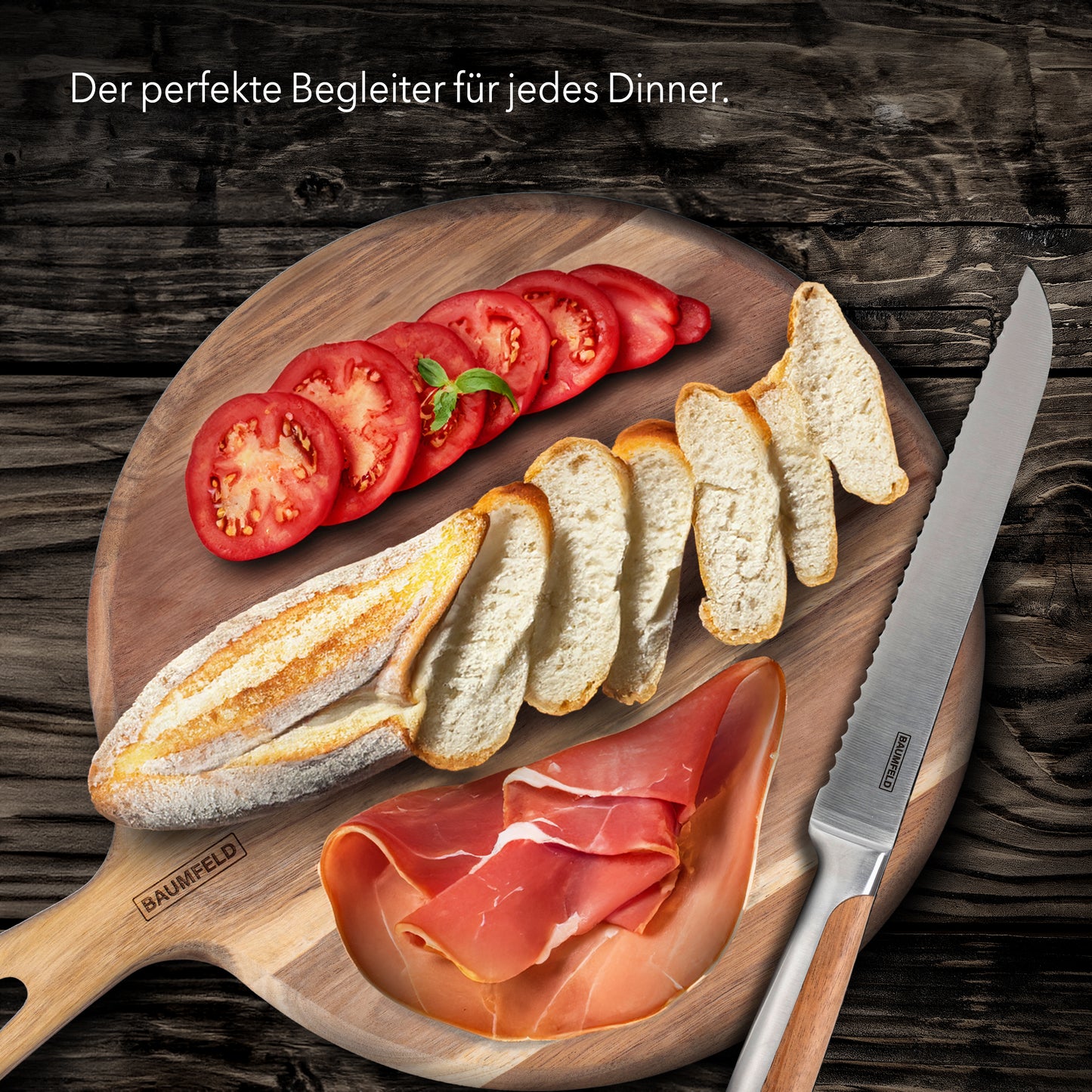 Baumfeld Pizzabrett rund aus Akazienholz – Stil und Funktionalität für deine Küche
