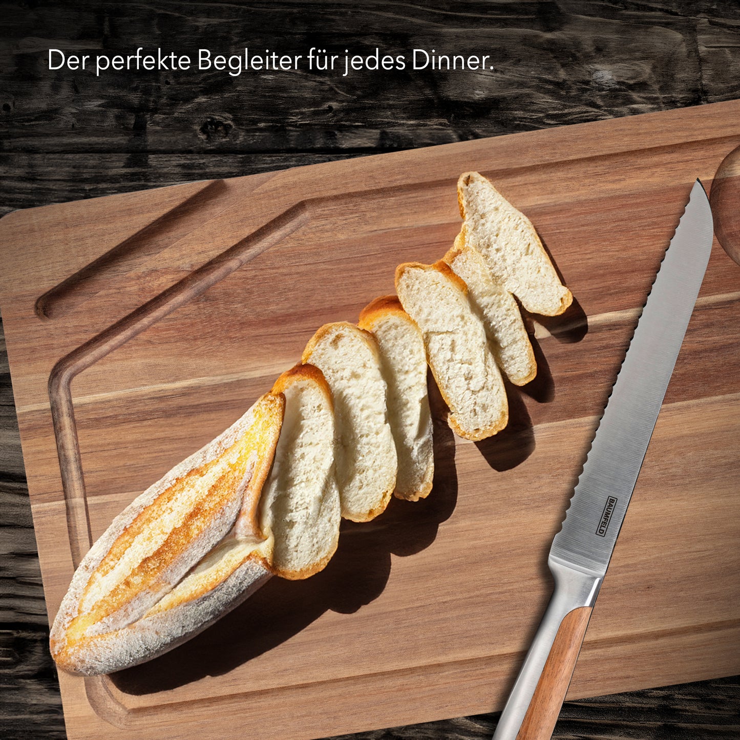Baumfeld Premium Schneidebrett aus Akazienholz – Robust, beidseitig nutzbar, mit Saftrille