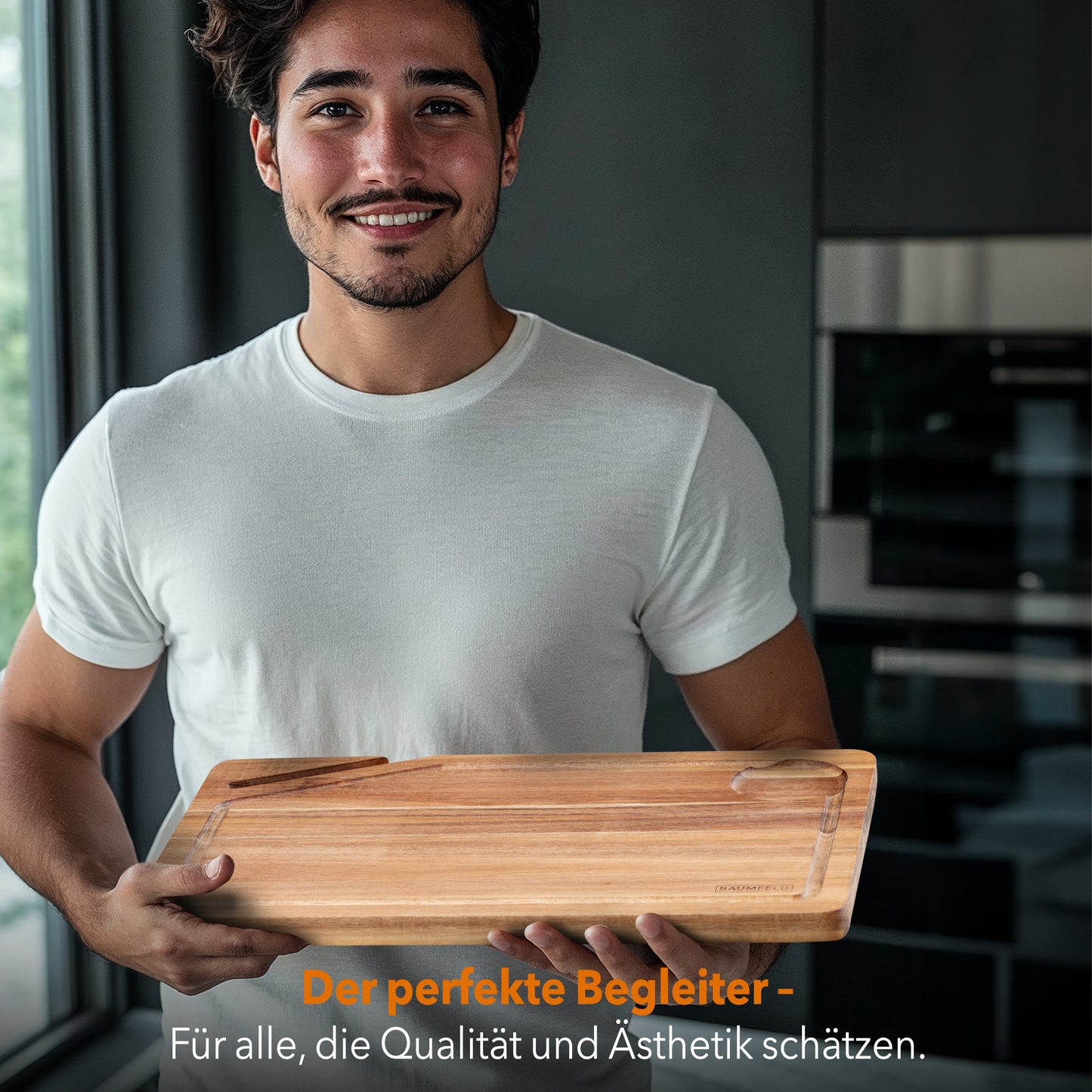 Baumfeld Premium Schneidebrett aus Akazienholz – Robust, beidseitig nutzbar, mit Saftrille