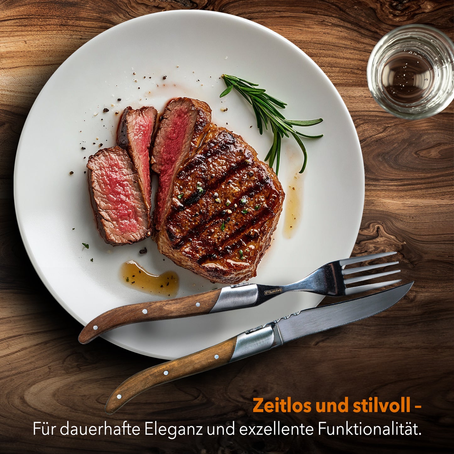 Baumfeld Steakbesteck-Set Laguiole für 6 Personen | Edelstahl & Akazienholz