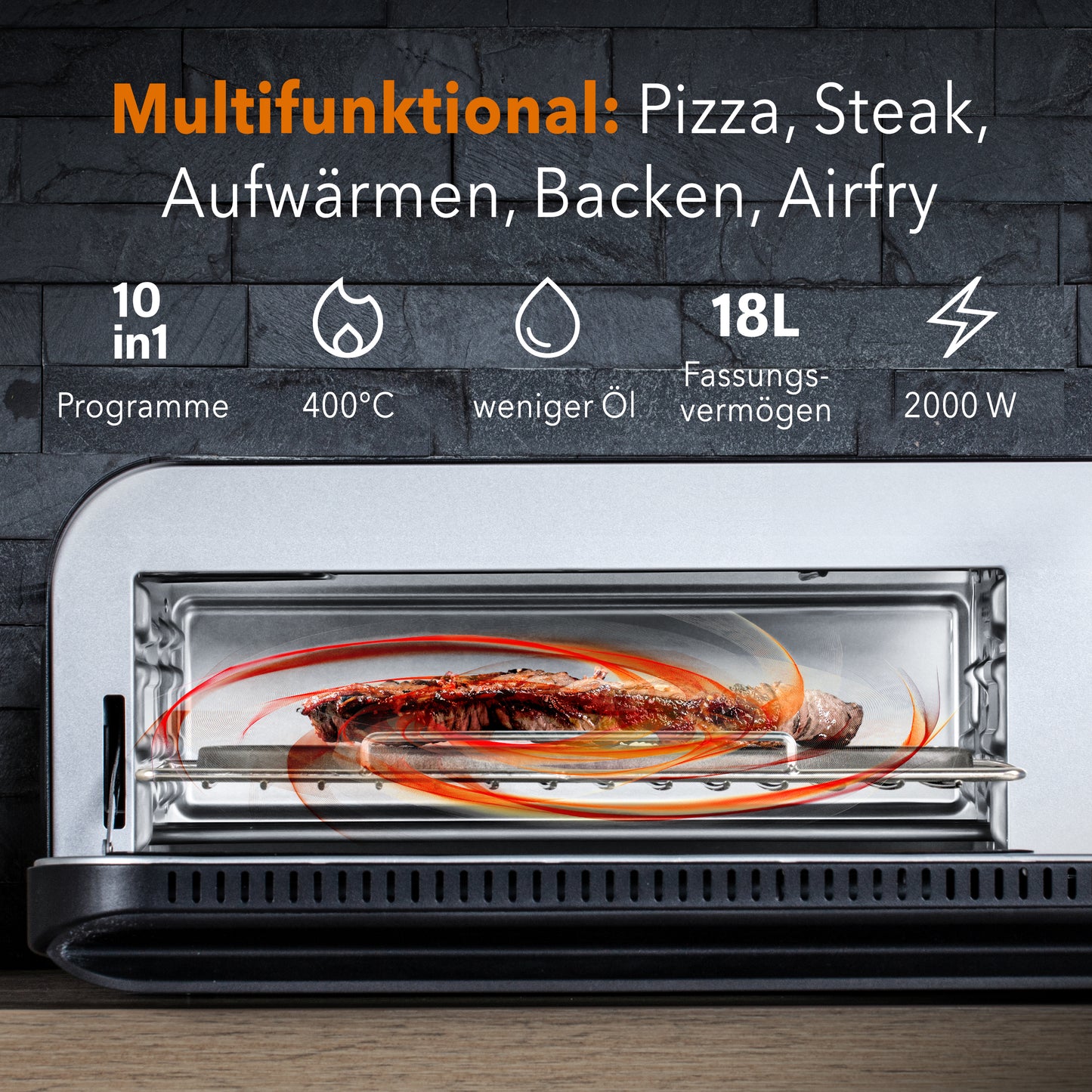 Baumfeld Pizzaofen Pro mit 8-teiligem Steak- und Pizzabesteck – Dein perfektes Set für Pizza- und Steakgenuss zu Hause