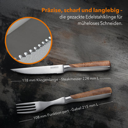 Baumfeld Pizzaofen Black mit 8-teiligem Steak- und Pizzabesteck – Dein perfektes Set für Pizza- und Steakgenuss zu Hause